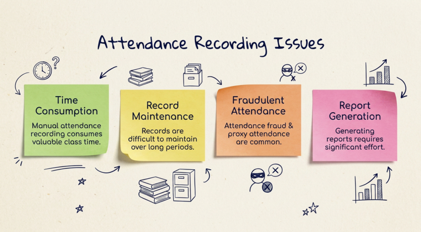 Classroom presentation slide on attendance recording issues
