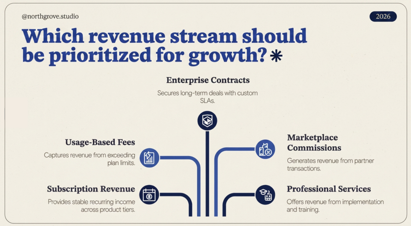 Strategy deck slide on prioritizing revenue streams