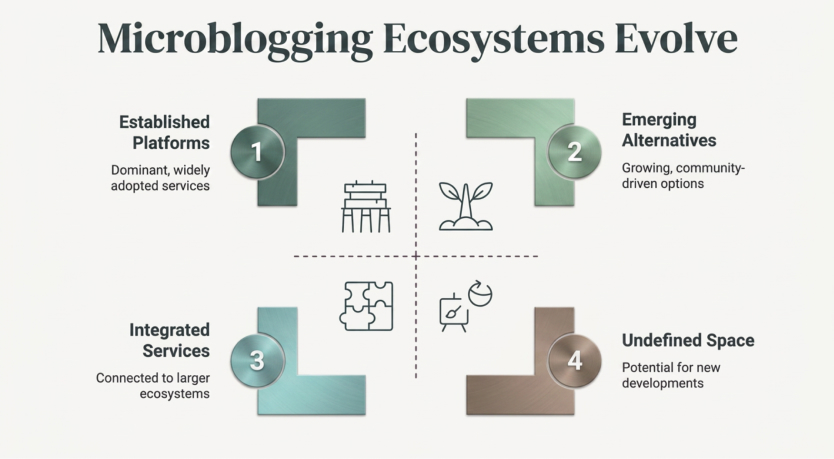 Industry analysis slide on microblogging ecosystem trends