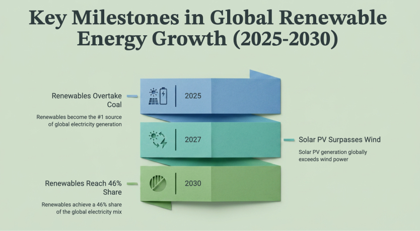 Industry report slide on global renewable energy milestones
